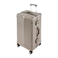 洛克兰2025大容量24寸行李拉杆箱旅行铝框款结实耐用加厚28寸 摩卡棕/低调轻奢精英标配 20寸MAX（USB充电+水杯座+挂钩）短途3-5天旅行【本地上学】可上飞机
