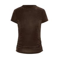 MO&Co. MBE3TOP009 植绒薄纱小高领 茶褐色 M 女士T恤