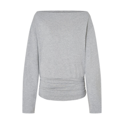 MO&Co. MBE3TEE027 棉质捏褶露肩T恤 浅花灰色 XS