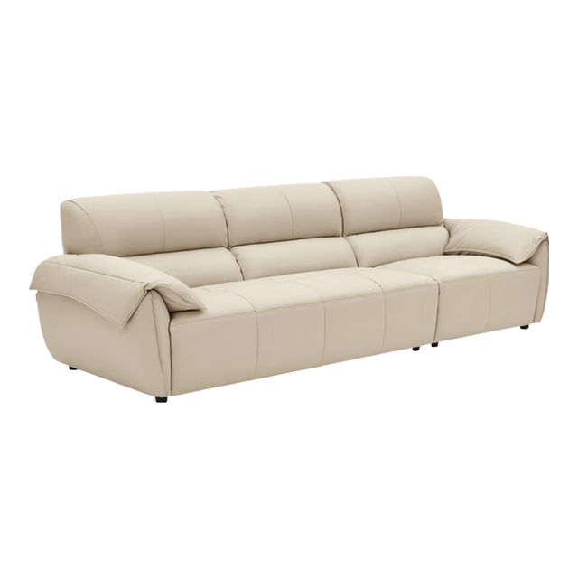 大件超省：顾家家居 90.DK.1259 钢琴键真皮沙发 大三人位 柔空白