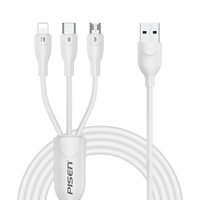 PISEN 品胜 闪速 LT-AP04-1200 Lightning/Micro-B/Type-C 66W 数据线 TPE 1.2m 白色