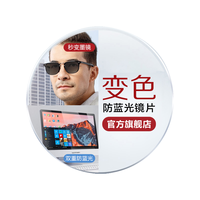 MingYue 明月 镜片官方旗舰 1.60/1.71非球面近视防蓝光膜层变色镜片变灰色多用太阳眼镜片 2片 1.61(薄) 膜变防蓝光(定制片)