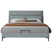 雅兰(AIRLAND)头层牛皮轻奢真皮床松木软床 大靠包实木皮床主卧双人床 波斯 波斯(摩登灰)+深睡智享 1.5*1.9m