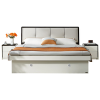 QuanU 全友 家居 主卧室北欧风软包床1.8X2米高箱储物双人床简约皮艺床122702
