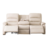 NITORI宜得利家居 家具 客厅电动真牛皮3人位电动沙发 彼利波4 米色