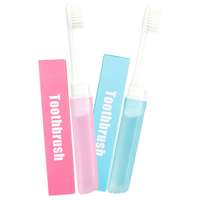 OOKME 牙齿牙刷旅行便携软毛牙刷折叠式有气孔一体式带牙膏仓便携牙刷 折叠软毛下单发 2支 （蓝+粉）