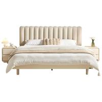 全友家居奶油风布艺软包双人床小户型主卧室1.5x2米实木高脚床129321 1.8米软包床