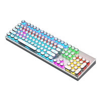 美尚E族朋克三模机械键盘鼠标套装2.4g无线键鼠台式电脑笔记本USB有线办公电竟吃鸡游戏蓝牙外设背光 104键金属银【茶轴-三模】键鼠套装混光 三模 104键金属银【茶轴-三模】键鼠套装 混光