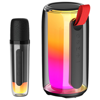 好牧人无线蓝牙音箱k歌麦克风话筒音响一体家庭ktv音响套装户外家用语音桌面电脑唱歌一体式自带声卡 【全屏炫彩k歌音箱】单麦