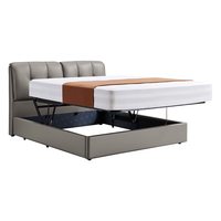 芝华仕（CHEERS）现代简约真皮艺双人床家用主卧室软包床C265 冰岛灰-手动储物款单床2m 30天发货