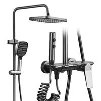 莱尔诗丹淋浴花洒套装增压花洒全套 钢琴键枪灰色浴室洗澡花洒LD7756H