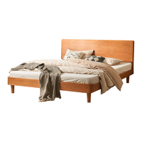原始原素实木床现代轻奢床北美樱桃木1.8米床头可调双人大板床樱桃木床
