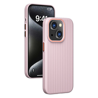 暴走适用苹果14plus手机壳 iPhone14plus保护套 冰感瓦楞纹撞色镜头防摔防滑防汗磨砂硬壳 粉色 【冰感瓦楞+侧边防滑】粉色