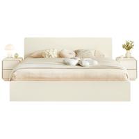 全友家居床板式双人床1.8米现代奶油风排骨架床主卧室家具106318 1.8m床+床垫+三门衣柜