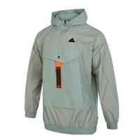 adidas 连帽半拉链梭织夹克男装上衣舒适跑步休闲运动外套