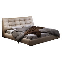 卡尔适意式极简高箱储物主卧双人软包大床1.8米2米轻奢风婚床排骨架朱迪 【10CM豪华钢木架】围边床 【S级头层黄牛皮】1.8*2.0M