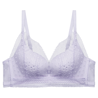 爱慕内衣女无钢圈蕾丝性感聚拢洞洞杯薄款文胸胸罩AM17LE1S 浅紫色 B80