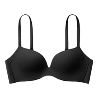 蕉内501P女士背钩式文胸内衣无钢圈微聚拢无痕收副乳胸罩抗菌软支撑 黑色 32/70C