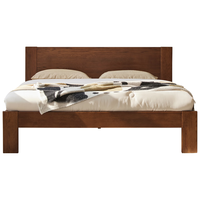 原始原素实木床橡木床黑胡桃色小户型现代简约双人床哥德床1.8高体 黑胡桃色-高体