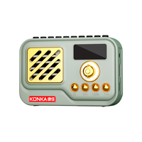 康佳KW56收音机老人蓝牙音箱便携式可充电音响超长续航全波段收音机立体声大功率播放器【高音质灰色】 KW56灰色【收音王+定时关机】