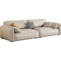 中派极简大象耳朵真皮沙发现代简约客厅直排小户型沙发意式轻奢奶油风 2.8米大四人位 升级版【松木+小黄牛皮】