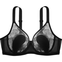 蕉内稳稳503A Max钛支撑文胸蕾丝轻薄兔耳杯大胸显小胸罩女收副乳内衣 黑色 XXL