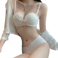 浪莎内衣女无肩带防滑文胸无钢圈小胸聚拢纯欲性感收副乳裹胸 浅肤 34 香槟肤【自带三条肩带】 34/AB通杯
