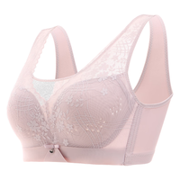 向大大薄款内衣女大胸显小背心式文胸无钢圈稳固防下垂性感蕾丝胸罩 浅蓝217 36/80B(bc通杯0.5cm)