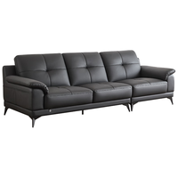 双虎轻奢真皮沙发加厚头层牛皮沙发现代简约直排三人位客厅沙发610 荔枝纹真皮【A古堡灰】  2.75m 【左扶1+右扶3】