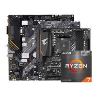 AMD 锐龙R7 5700X 盒装CPU 搭技嘉 A520M K V2 主板CPU套装