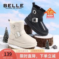 百丽 童鞋儿童雪地靴女童加绒宝宝靴2024冬季新款时尚公主靴神秘黑28