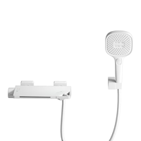 SSWW 浪鲸 卫浴浴缸龙头冷热双控瀑布出水龙头墙装淋浴花洒组合极简多功能 雅白019C-WH2