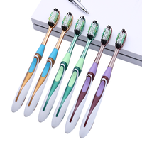 简如云中硬毛牙刷中毛中性大头6支独立包装男士女士成人大人家用 【大头中硬毛】6支独立装