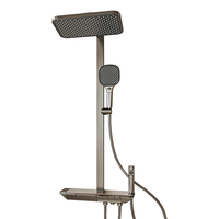 SSWW 浪鲸 卫浴淋浴花洒套装钢琴按键淋浴花洒家用卫生间雅白置物花洒 枪灰方管顶配款 方形顶喷花洒