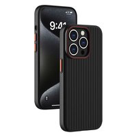 暴走适用苹果15promax手机壳 iPhone15promax保护套 冰感瓦楞纹撞色镜头防摔防滑防汗磨砂硬壳黑色 【冰感瓦楞+侧边防滑】黑色