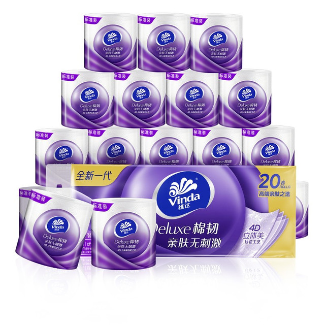 PLUS会员：Vinda 维达 棉韧系列 卷纸 4层130g20卷