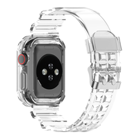 KMaxAI 开美智 适用苹果手表S9/Ultra小清新表带 创意保护套手表带Apple iwatch SE/7/6/5/3/2代 44/45/49mm 透明 透色小清新-透明