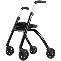 新西兰NIP佳康顺老年人残疾人助行器四脚带轮带座折叠拐杖凳架行走辅助器康复走路助力器手推车可坐学步车 黑色款（） 炫酷黑（）