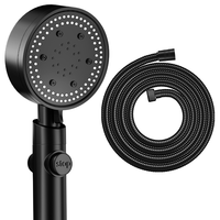 MUVI 沐唯 增压手持花洒淋浴喷头雅黑六档超高强加压洗澡淋雨沐浴莲蓬头器 六档增压花洒+1.5米管