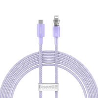 倍思苹果数据线PD20W快充充电线智能温控编织线适用iPhone14ProMax/13/12/11/Xs/XR/8手机平板车载 PD快充套装-紫色 1米