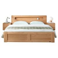 QuanU 全友 DW1008+DW1016 北欧实木床+床头柜*2 1.8m床 高箱款