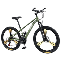Jeep吉普山地车自行车成人减震山地自行车变速越野代步车-坦克300 牧马人-一体轮【高碳钢】吉普绿 24寸(适合身高150-175cm) 27速顶配版