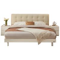 全友家居 意式轻奢皮床卧室头层牛皮床屏双人1.8米皮床105201D 皮床单床D