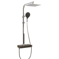 科勒沁朗淋浴花洒灵控恒温双花洒卫生间超大顶喷按摩淋浴柱浴室龙头 双花洒淋浴柱-云墨灰