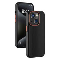 暴走适用苹果15手机壳 iPhone15保护套 冰感瓦楞纹撞色镜头防摔防滑防汗磨砂硬壳 黑色 【冰感瓦楞+侧边防滑】黑色