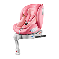 Goldkbaby儿童座椅汽车用宝宝婴儿车载0到12岁360度旋转isofix可坐可躺 G407珊瑚粉支撑腿标准款
