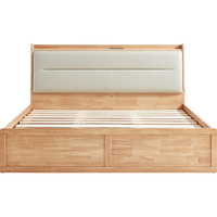 LINSY 林氏家居 双人床主卧全实木床框高箱储物床卧室原木色家居 气动高箱床+床垫 1800
