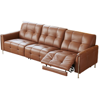 儒黛电动功能沙发真皮头层牛皮高端法式复古直排小户型客厅轻奢简约风 2.9米双电动沙发（V级半皮） 头层摔纹皮