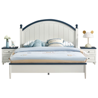 全友家居 床 田园风青少年板木床E0级环保板材圆弧防撞次卧室单人床121363 1.2m床+床头柜*1+218Ⅰ床垫 蓝白|床+床头柜*1+218Ⅰ床垫