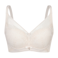 古今内衣女小胸聚拢莫代尔无钢圈上薄下厚聚拢蕾丝文胸罩 典雅粉 85A 38/85A